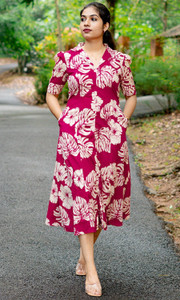 Sun Fashion And Lifestyle Women Maxi Pink Midi/Calf Length Dress