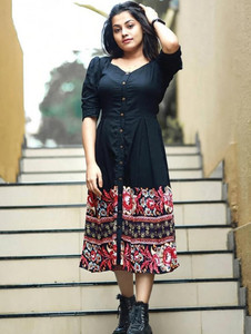 Gulabo Women Fit and Flare Multicolor Midi/Calf Length Dress