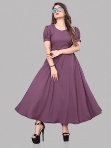 OSWORLD Women Maxi Purple Full Length Dress