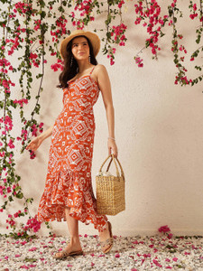 STREET9 Women Peplum Brown Below Knee Dress