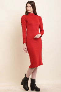 MYLOOKUP Women Bodycon Red Above Knee/Mid Thigh Length Dress