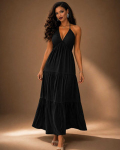 METRONAUT Women Maxi Black Full Length Dress