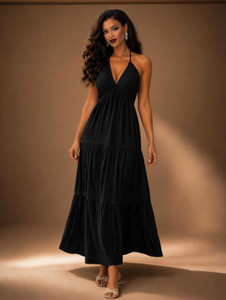 METRONAUT Women Maxi Black Full Length Dress