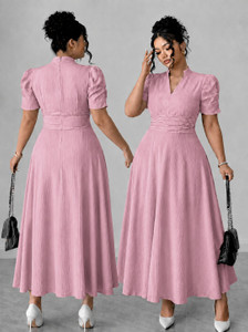 METRONAUT Women A-line Pink Maxi/Full Length Dress
