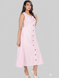 SNUS ENTERPRISES Women A-line Pink Midi/Calf Length Dress