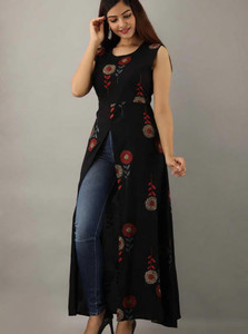 Westernress Women Maxi Black, Red Full Length Dress