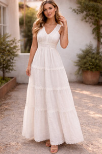 RANGANI Women Ethnic Dress White Maxi/Full Length Dress