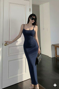 KAIZONE Women Bodycon Blue Maxi/Full Length Dress
