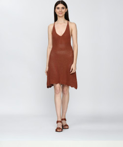 FOREVER 21 Women A-line Brown Mini/Short Dress