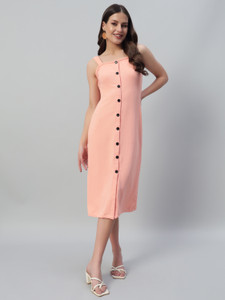 Attire Empire Women Bodycon Beige Midi/Calf Length Dress