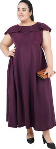 ladik way Women Maxi Purple Full Length Dress