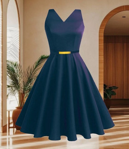 AD & AV Women Fit and Flare Dark Blue Above Knee/Mid Thigh Length Dress