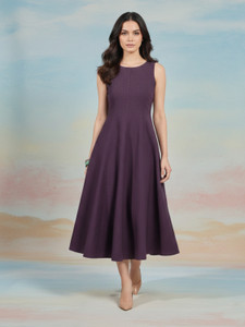 PURVAJA Women Fit and Flare Purple Below Knee Dress