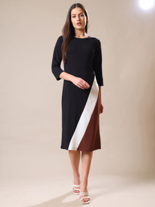 PURVAJA Women Bodycon Brown Knee Length Dress