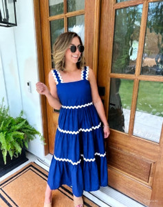 SARTAZ Women Tiered Blue Maxi/Full Length Dress