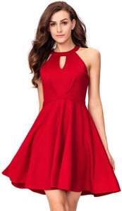 ADDYVERO Women Skater Red Above Knee/Mid Thigh Length Dress