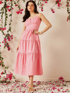 STREET9 Women Peplum Pink Below Knee Dress