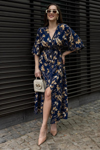 पीमुं महिलाओँ  के लिए नीला, भूरा ड्रेस