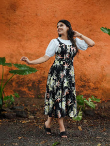 ETHNEECLOOK Women Fit and Flare Multicolor Midi/Calf Length Dress