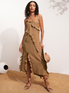 Tokyo Talkies Women Maxi Brown Midi/Calf Length Dress