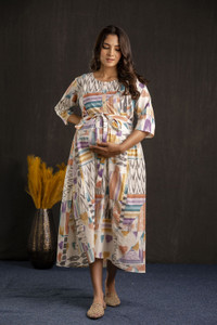 Nayo Women Fit and Flare Multicolor Maxi/Full Length Dress