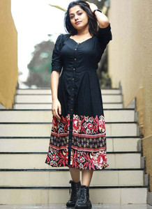 Muskan Fab Women A-line Multicolor Below Knee Dress