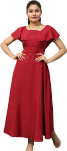 ladik way Women Maxi Red Full Length Dress