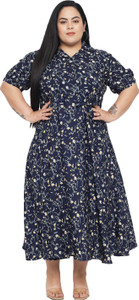 indietoga Women Fit and Flare Blue Maxi/Full Length Dress