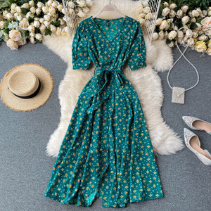 RIEKA Women Fit and Flare Multicolor Midi/Calf Length Dress