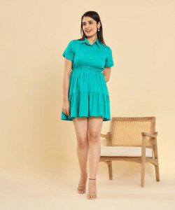 decoris Women Layered Light Blue Knee Length Dress