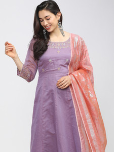 Vishudh Women A-line Purple Maxi/Full Length Dress