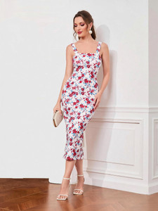 Attire Empire Women Bodycon White, Red, Light Blue Midi/Calf Length Dress
