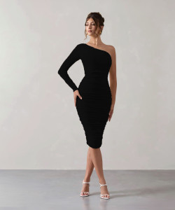 WANQUILA Women Bodycon Black Knee Length Dress
