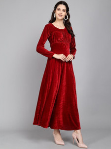 WestCHIC Women Fit and Flare Red Maxi/Full Length Dress