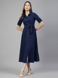 AAYU Women Shirt Multicolor Midi/Calf Length Dress