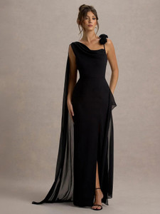 WANQUILA Women A-line Black Maxi/Full Length Dress