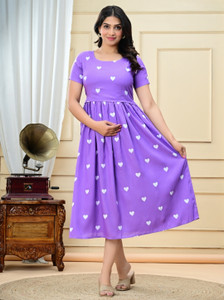 Benicia Texthub Women Ethnic Dress Purple Midi/Calf Length Dress