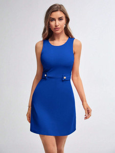 KOTTY Women A-line Blue Above Knee/Mid Thigh Length Dress