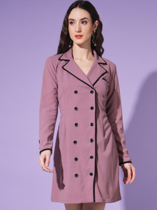 WoowZerZ Women A-line Purple Above Knee/Mid Thigh Length Dress