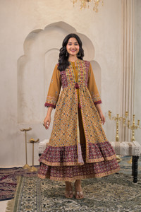Juniper Women Layered Yellow Maxi/Full Length Dress