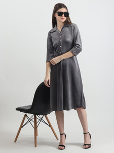 RAKESH ENTERPRISES Women A-line Grey Knee Length Dress