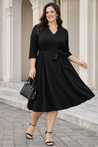 AMEEZA Women Fit and Flare Black Maxi/Full Length Dress