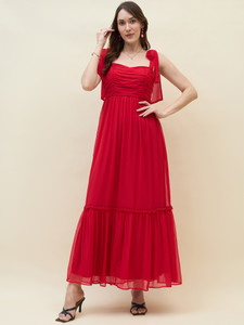 AAYU Women Red Layered Maxi Dress - Image 6