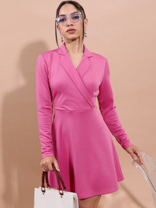 KETCH Women Wrap Pink Above Knee/Mid Thigh Length Dress
