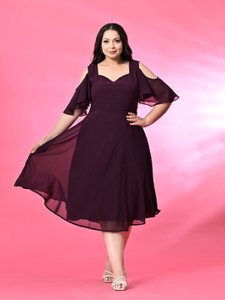 PrettyPlus by Desinoor.com Women Fit and Flare Purple Midi/Calf Length Dress