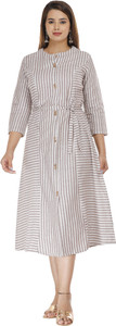 amaya creative center Women A-line Brown Midi/Calf Length Dress