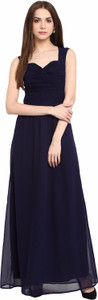 La Zoire Women Maxi Dark Blue Full Length Dress