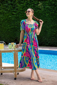 Sheetal Associates Women A-line Multicolor Midi/Calf Length Dress