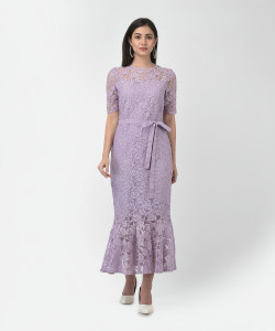 Eavan Women Asymmetric Purple Midi/Calf Length Dress