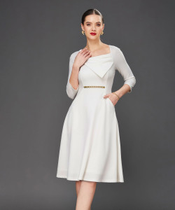 Miss Chase Women Tiered White Ankle Length Dress